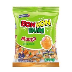 BON BON BUM MANGO BUBBLE FILLED LOLLIPOP 408G