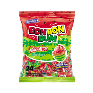 BON BON BUM WATERMELON BUBBLE FILLED LOLLIPOP 408G